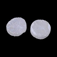 Electroplate Natural Druzy Crystal Cabochons, Flat Round, Dyed, White, 10x3~6mm(G-L047-10mm-05)