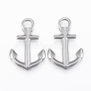 304 Stainless Steel Pendants, Anchor, Stainless Steel Color, 30x20x2.5mm, Hole: 5x4mm(STAS-H420-08P)