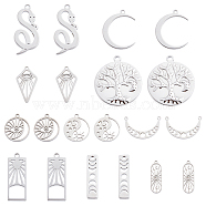 DIY Jewelry Making Finding Kits, Including Stainless Steel Pendant and Links, Moon & Sun & Snake & Tree of Life, Stainless Steel Color, 20Pcs/box(STAS-SC0004-06)