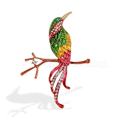 Alloy Crystal Rhinestone Brooch, Bird Enamel Pins, for Backpack Clothes, Bird, 65.5x47x13mm(JEWB-R025-04E)