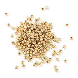 Brass Beads, Round, Real 18K Gold Plated, 3x2.5mm, Hole: 1.2mm(KK-N254-43B-G)