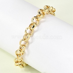 Brass Rolo Chain Bracelets foe Women, with Good Luck Stamp, Rack Plating, Long-Lasting Plated, Cadmium Free & Lead Free, Real 18K Gold Plated, 7.87 inch(20cm)(BJEW-L718-01G)