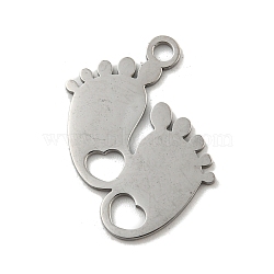304 Stainless Steel Pendants, Laser Cut, Footprint Charm, Stainless Steel Color, 26x21.5x1mm, Hole: 2.5mm(STAS-B056-18P)