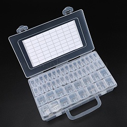 48 Compartments Removable Plastic Bead Containers, Nail Art Rhinestone Storage Box, Clear, 22.3x12.8x5.5cm(PW-WG45365-01)