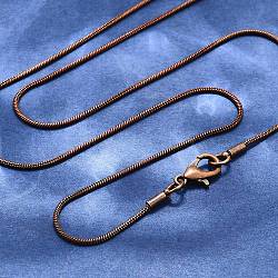 Brass Round Snake Chain Necklace Making, with Alloy Lobster Claw Clasps and Alloy Findings, Long-Lasting Plated, Red Copper, 24.6 inch(62.4cm), 1mm(KK-F763-07R)