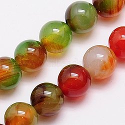 Natural Peacock Agate Beads Strands, Dyed, Round, Mixed Color, 10mm, Hole: 1mm(X-G-G444-10mm-02)