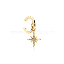 S925 Silver Star Clip-on Earrings with Zircon, Halloween Design, Golden, 12x9x12.5mm(DV8994)