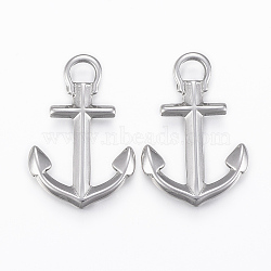 Tarnish Resistant 304 Stainless Steel Pendants, Anchor, Stainless Steel Color, 30x20x2.5mm, Hole: 5x4mm(STAS-H420-08P)