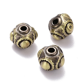 Tibetan Style Brass Beads, Cadmium Free & Lead Free, Square, Brushed Antique Bronze, 7x7x5.5mm, Hole: 1.4mm