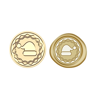 Christmas Series Wax Seal Brass Stamp Head, for Wax Seal Stamp, Golden, Hat, 25x15mm, Inner Diameter: 7mm