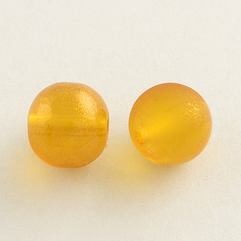 Spray Painted Glass Round Bead Strands, Orange, 6mm, Hole: 1.3~1.6mm, about 133pcs/strand, 31.4 inch