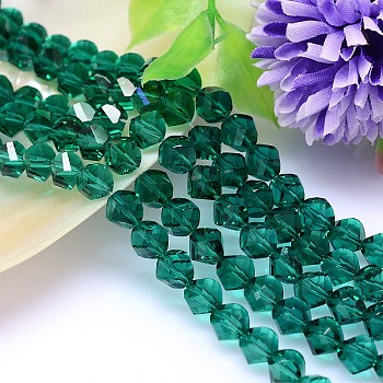 Faceted Polyhedron Imitation Austrian Crystal Bead Strands, Grade AAA, Teal, 10mm, Hole: 0.9~1mm, about 40pcs/strand, 15.7 inch