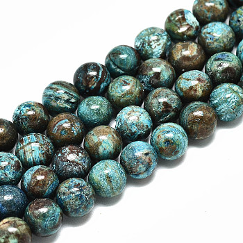 Natural Wave Jasper Beads Strands, Round, Dyed, 8mm, Hole: 1.2mm, about 47~48pcs/strand, 14.96 inch~15.75 inch(38~40cm)