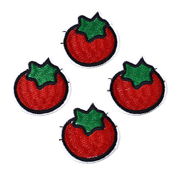 Computerized Embroidery Cloth Iron On/Sew On Patches, Costume Accessories, Appliques, Tomato, FireBrick, 48.5x34x1.5mm