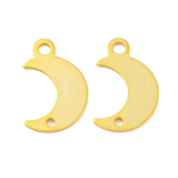 925 Sterling Silver Moon Connector Charms, with 925 Stamp, Real 18K Gold Plated, 11x7x0.5mm, Hole: 1mm