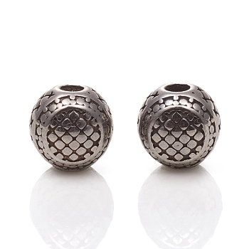 304 Stainless Steel Beads, Round, Antique Silver, 7.5~8x8mm, Hole: 1.8mm