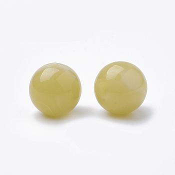 Imitation Gemstone Acrylic Beads, Imitation Jelly Style, Round, Light Khaki, 8x7mm, Hole: 2mm, about 1840pcs/500g