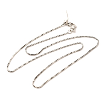 1.5mm Rack Plating Brass Box Chain Adjustable Slider Necklaces for Women Men, Cadmium Free & Lead Free, 901 Stainless Steel Clasp, Long-Lasting Plated, Platinum, 18.03 inch(45.8cm)