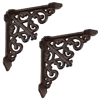 Cast Iron Decorative Brackets for Shelves, Triangle, Raw(Unplated), 101x99x27mm, Hole: 4mm