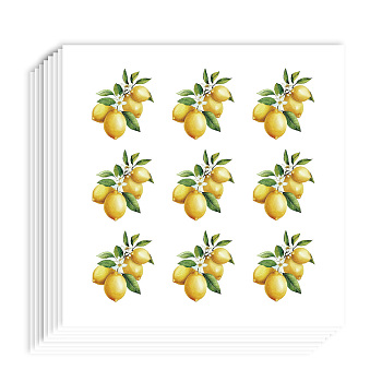 Self-Adhesive Paper Decorative Stickers, for Party, Decorative Presents Sealing, Lemon, 90x90mm, Stickers: 25mm, 9pcs/sheet