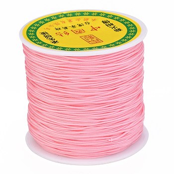Braided Nylon Thread, Chinese Knotting Cord Beading Cord for Beading Jewelry Making, Light Coral, 0.8mm, about 100yards/roll