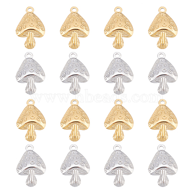 Real Gold Plated & Stainless Steel Color Mushroom 304 Stainless Steel Pendants