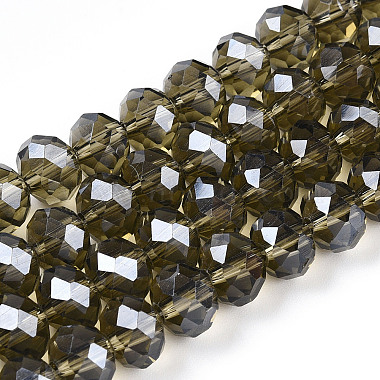 Olive Rondelle Glass Beads
