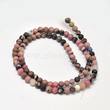 Frosted Natural Rhodonite Round Bead Strands(G-F266-13-4mm)-2