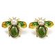 Alloy Enamel Bees Stud Earrings with Glass Beaded(EJEW-F323-03G)-1