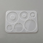 Round & Donut DIY Silicone Pendant Molds, Resin Casting Molds, White, 104x74x5mm, Hole: 1.6mm, Inner Diameter: 20~40mm(SIMO-TAC0001-10)