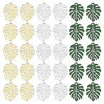 60Pcs 3 Colors Baking Paint Alloy Pendants, Tropical Leaf Charms, for DIY Accessories, Lead Free & Cadmium Free, Monstera Leaf, Mixed Color, 21x17x1mm, Hole: 1.6mm, 20pcs/color(ENAM-DC0001-79)