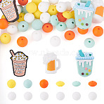 48Pcs 10 Styles Food Grade Eco-Friendly Silicone Focal Beads, Mixed Shapes, Mixed Color, 12mm, Hole: 2mm(SIL-TA0002-94)