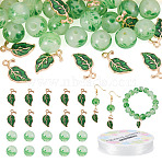 10Pcs Alloy Enamel Pendants, Leaf, 1 Roll Elastic Crystal Thread, 20Pcs Handmade Lampwork, Mixed Color, 19.5x9.5x2.2mm, Hole: 1.5mm(DIY-TA0014-64)