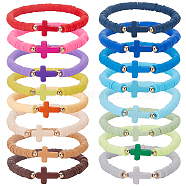 16Pcs 16 Style Polymer Clay Heishi Surfer Stretch Bracelets Set, Cross Stackable Preppy Bracelets, Mixed Color, Inner Diameter: 1-7/8 inch(4.9cm), 1Pc/style(BJEW-AN0001-65)