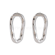 304 Stainless Steel Twist Oval Stud Earrings for Women, Stainless Steel Color, 25.5x13mm, Pin: 0.7mm(EJEW-N016-020P)