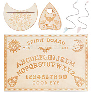 Witch Craft Sets, including Wooden Pendulum Board, Crystal Ball & Tarot Card Holder, Opalite & Natural Rose Quartz Dowsing Pendant, Bat Pattern, 5pcs/bag(DIY-CN0002-28)