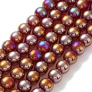 Electroplated Natural Red Agate Beads Strands, Round, AB Color Plated, 10mm, Hole: 1mm, about 38pcs/strand, 14.76''~14.96''(37.5~38cm)(G-Z038-B04-03AB)