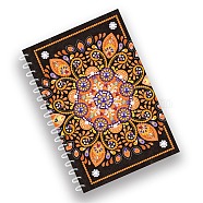 DIY Mandala Theme Spiral Notebook Diamond Painting Kits, Including A5 Notebook, Resin Rhinestones, Diamond Sticky Pen, Tray Plate and Glue Clay, Flower Pattern, 210x140mm, 60 sheets/book(DIAM-PW0004-109)