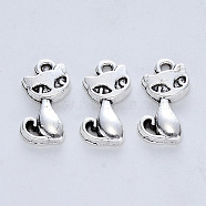 Tibetan Style Alloy Pendants, Cadmium Free & Lead Free, Fox, Antique Silver, 16.5x8.5x2.5mm, Hole: 1.5mm(X-TIBE-R316-051AS-RS)
