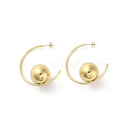 Ion Plating(IP) 304 Stainless Steel Stud Earrings, Round, Real 18K Gold Plated, 41x2mm(EJEW-M249-02G)
