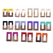 Resin & Wood Pendants, Rectangle, Mixed Color, 27~28x14.5x3~4mm, Hole: 1.5mm(X-RESI-S358-10-M)