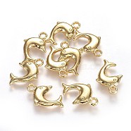Tibetan Style Alloy Pendants, Ocean Theme, Lead Free & Nickel Free & Cadmium Free, Dolphin, Real 14K Gold Plated, 21.5x14x4mm, Hole: 2mm(TIBEP-A040-003G-NR)