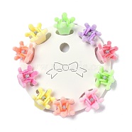 Kids Hair Accessories, Flocky Plastic Claw Hair Clips, with Iron Spring, Crown, Mixed Color, 15.5x15x12mm(OHAR-G012-03)