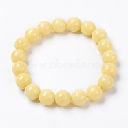 Natural Mashan Jade Beaded Stretch Bracelet, Dyed, Round, Lemon Chiffon, 2 inch(5cm), Beads: 8mm(BJEW-P207-01-8mm)