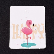 Paper Jewelry Display Cards, for Hanging Earring Display, Rectangle with Happy Flamingo Shape, White, 50x40x0.3mm, Hole: 5.3mm(CDIS-G002-07A-02)