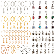 ARRICRAFT DIY Letter Charm Keychain Making Kits, Including Rhinestone & Alloy Charms, Iron Split Key Rings & Keychain Clasp Findings, Mixed Color, 166pcs/box(DIY-AR0002-16)
