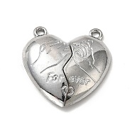 Alloy Magnetic Clasps, for Pendants Making, Heart, Platinum, 25.5x25x6mm, Hole: 1.6mm, Half: 25.5x13x6mm(FIND-H031-03P)