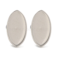 Anti-Tarnish 304 Stainless Steel Stud Earring Finding, for Women, Oval, Stainless Steel Color, Tray: 15.5x8mm, 17x9mm(EJEW-U022-12P)