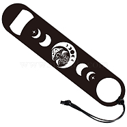 201 Stainless Steel Bottle Opener, with PU Leather Cord, Rectangle, Moon, 178x38x2mm(AJEW-WH0393-018)