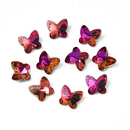 Pointed Back Glass Rhinestone Cabochons, Nail Art Decoration Accessories, AB Color Plated, Faceted, Butterfly, Orchid, 9x10x5mm, about 500pcs/bag(MRMJ-N027-008-A02)